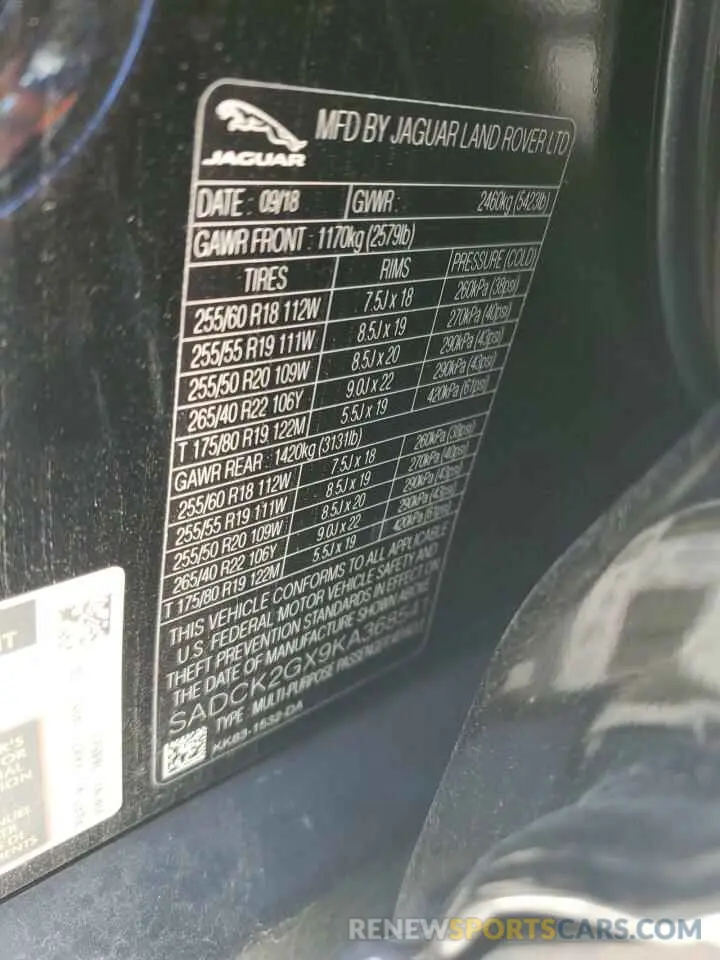 15 Photograph of a damaged car SADCK2GX9KA368541 JAGUAR F-PACE 2019