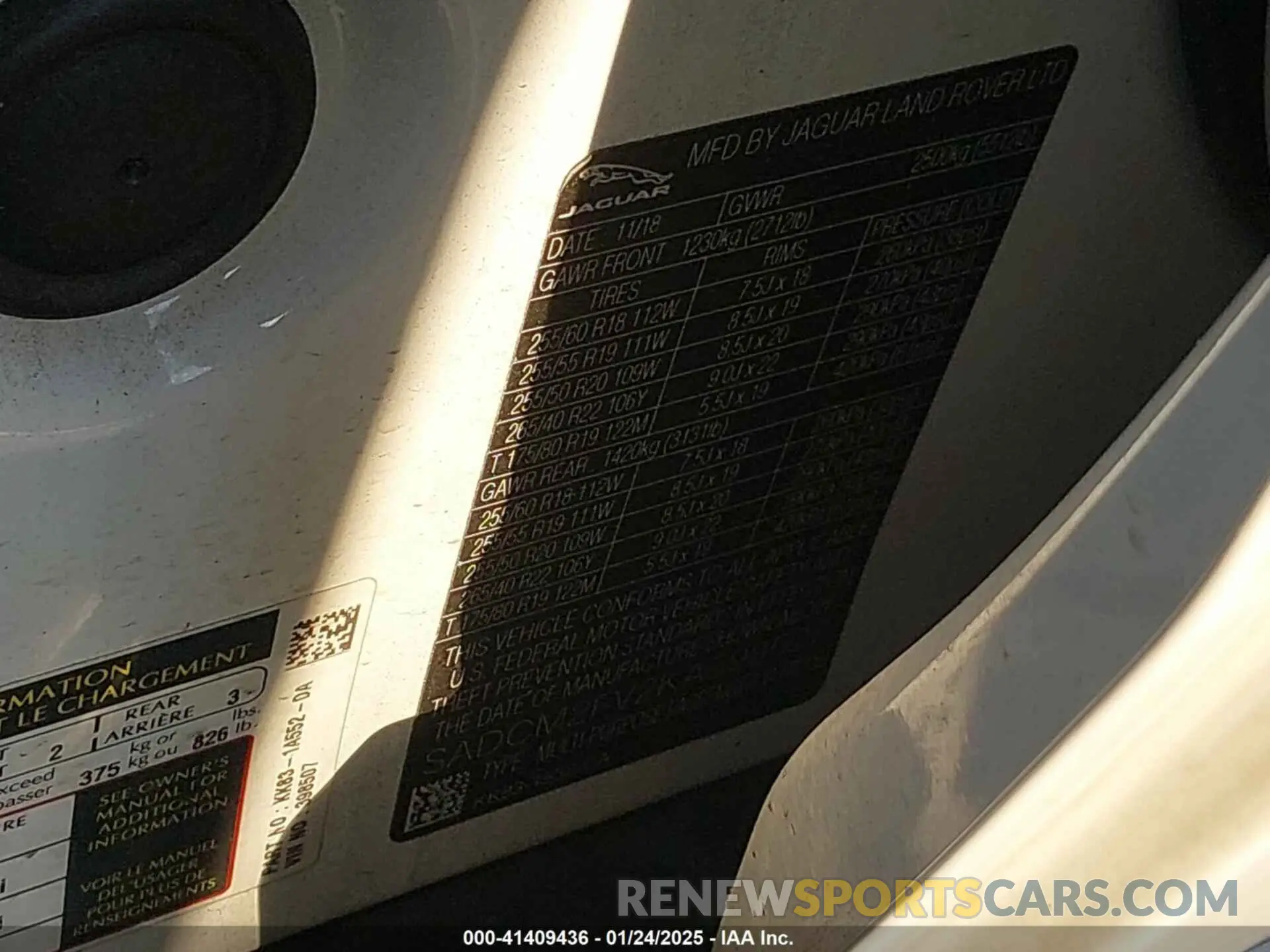 9 Photograph of a damaged car SADCM2FV2KA398507 JAGUAR F-PACE 2019