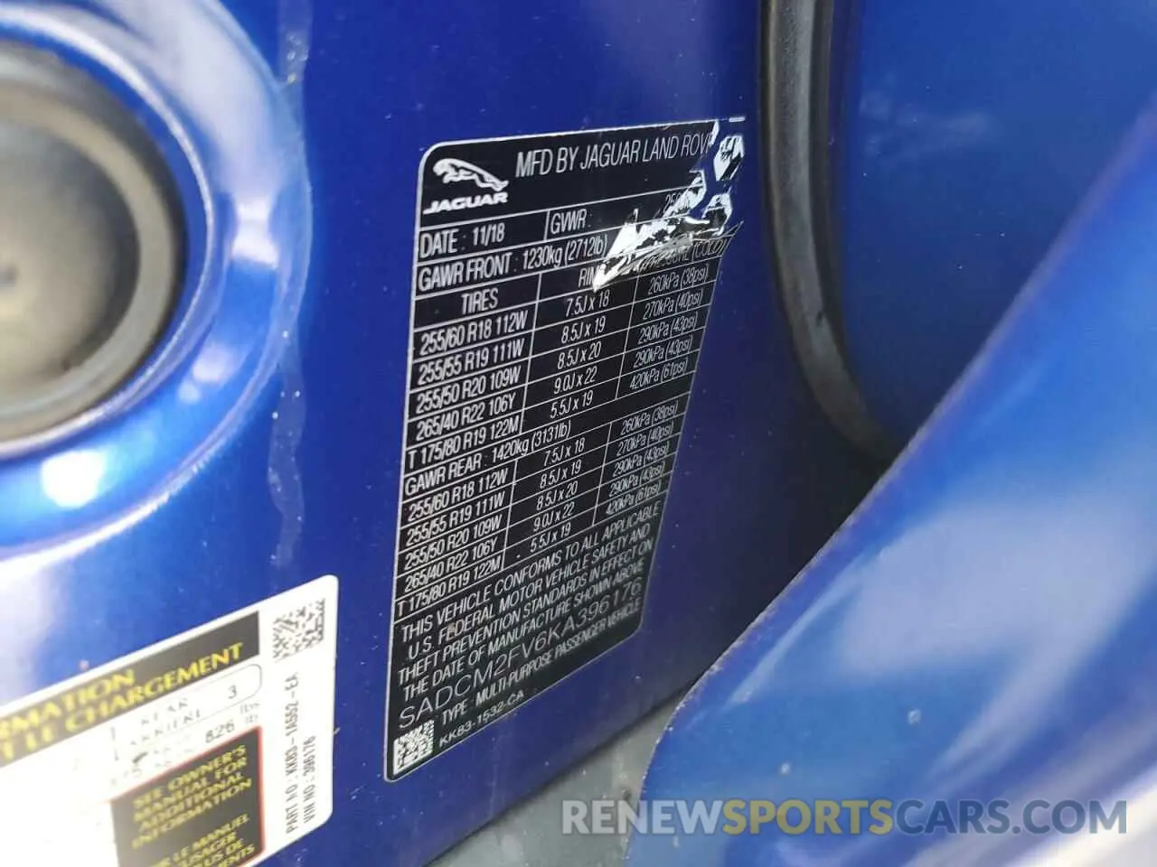 14 Photograph of a damaged car SADCM2FV6KA396176 JAGUAR F-PACE 2019