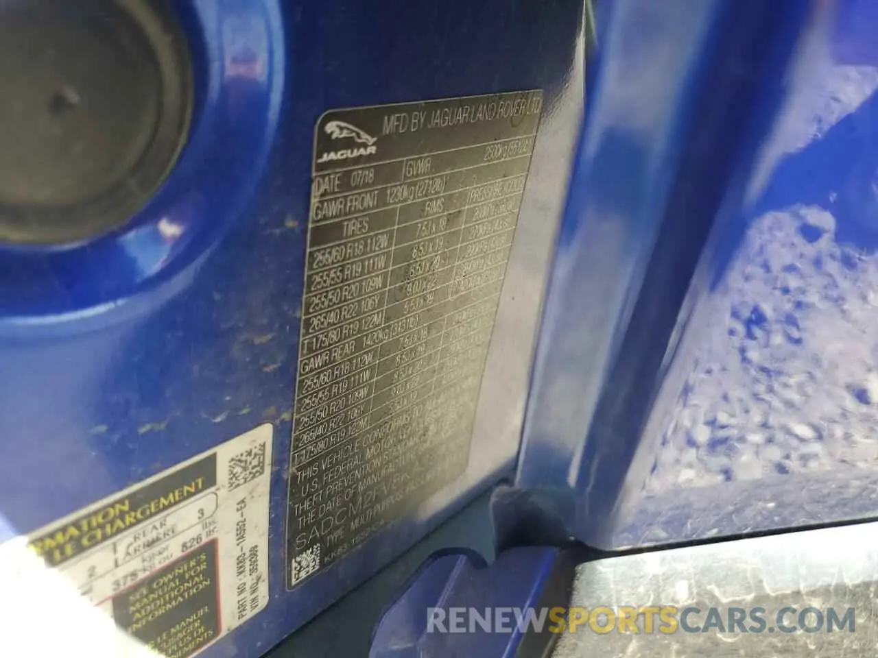 13 Photograph of a damaged car SADCM2FV8KA359369 JAGUAR F-PACE 2019