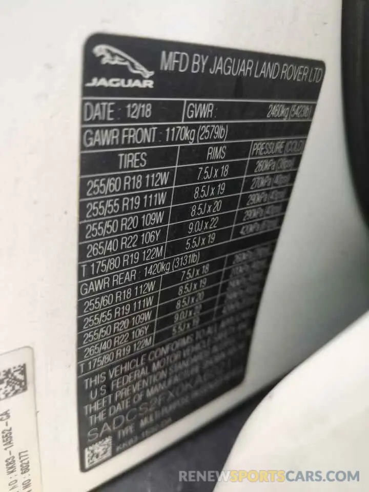 13 Photograph of a damaged car SADCS2FX0KA602177 JAGUAR F-PACE 2019