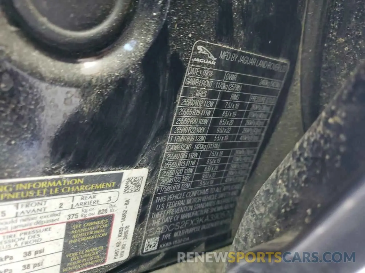 14 Photograph of a damaged car SADCS2FX3KA390570 JAGUAR F-PACE 2019