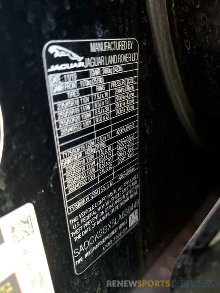 13 Photograph of a damaged car SADCK2GX5LA639449 JAGUAR F-PACE 2020