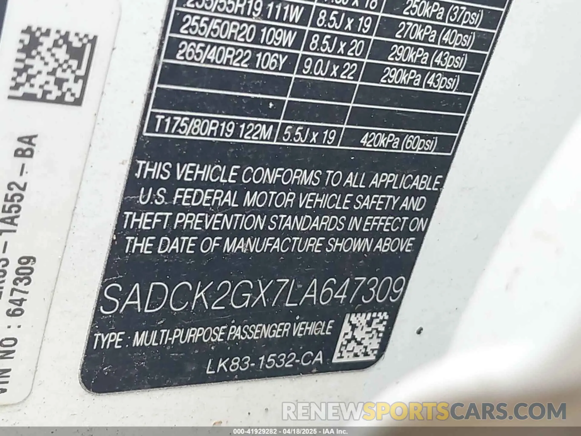 9 Photograph of a damaged car SADCK2GX7LA647309 JAGUAR F-PACE 2020