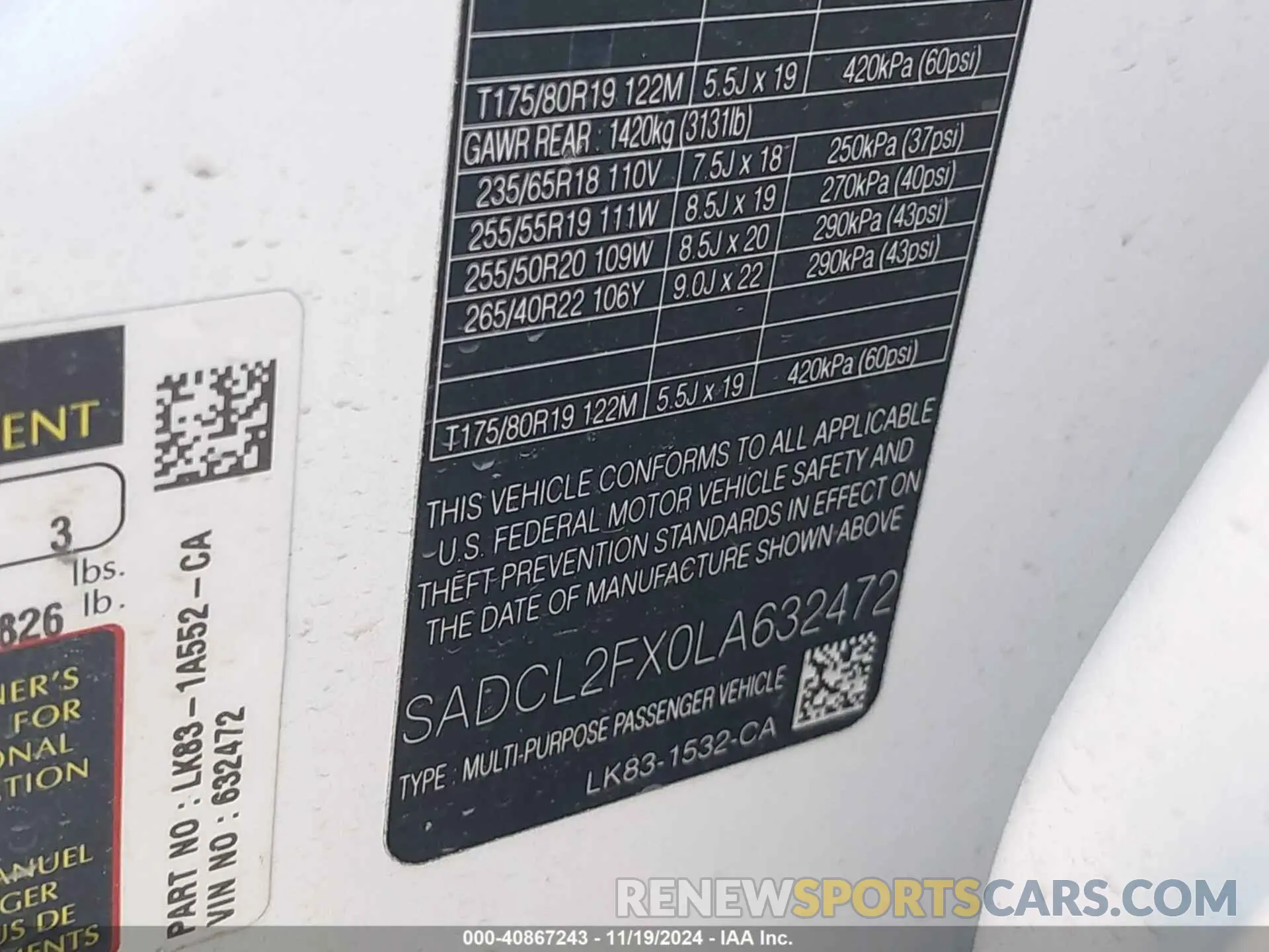 9 Photograph of a damaged car SADCL2FX0LA632472 JAGUAR F-PACE 2020
