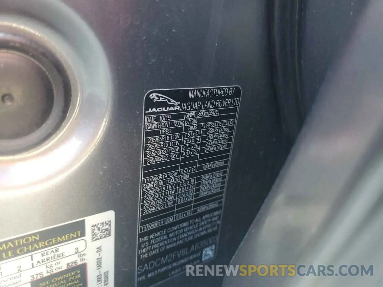 13 Photograph of a damaged car SADCM2FV8LA635003 JAGUAR F-PACE 2020
