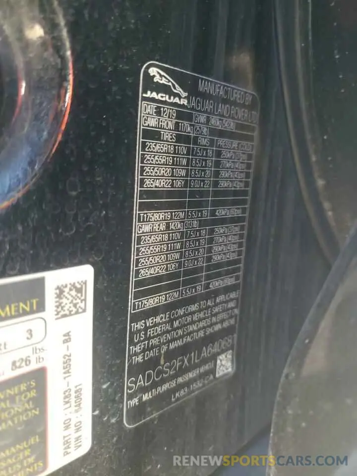 13 Photograph of a damaged car SADCS2FX1LA640681 JAGUAR F-PACE 2020