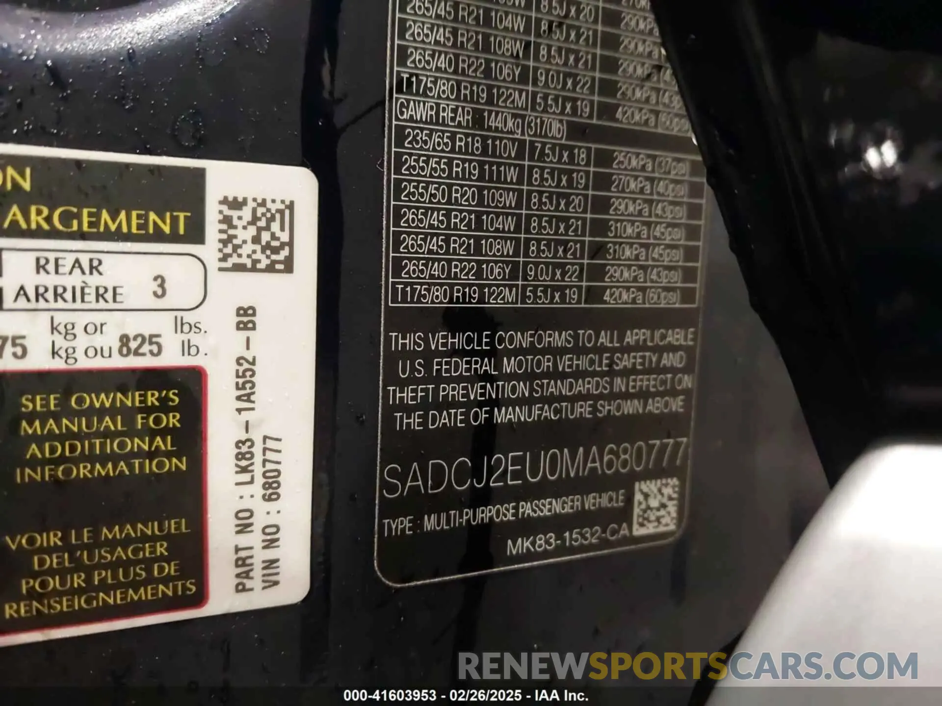 9 Photograph of a damaged car SADCJ2EU0MA680777 JAGUAR F-PACE 2021