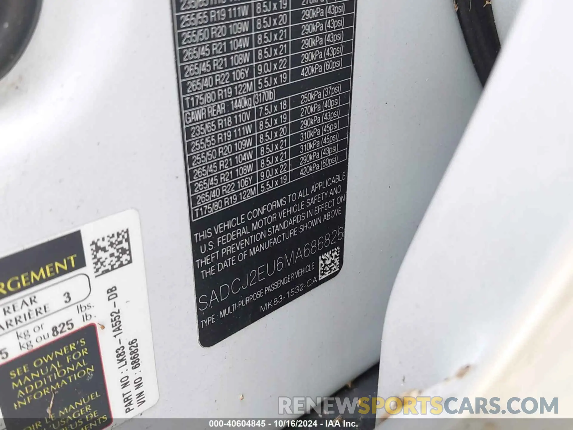 9 Photograph of a damaged car SADCJ2EU6MA686826 JAGUAR F-PACE 2021
