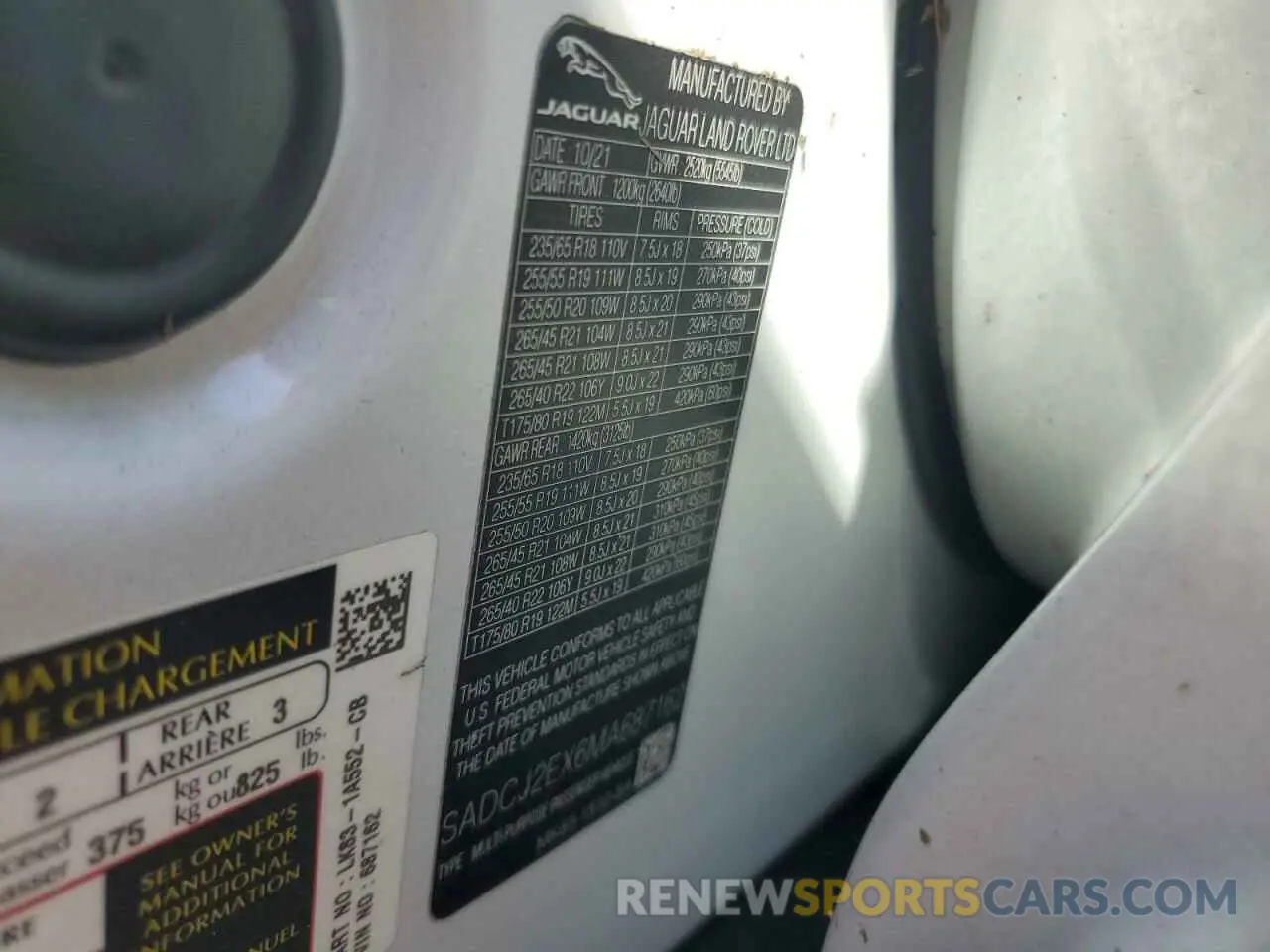 14 Photograph of a damaged car SADCJ2EX6MA687162 JAGUAR F-PACE 2021