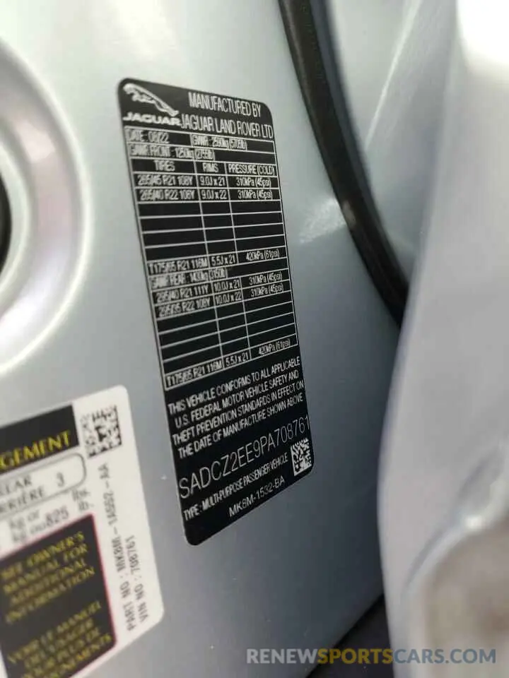 14 Photograph of a damaged car SADCZ2EE9PA708761 JAGUAR F-PACE 2023