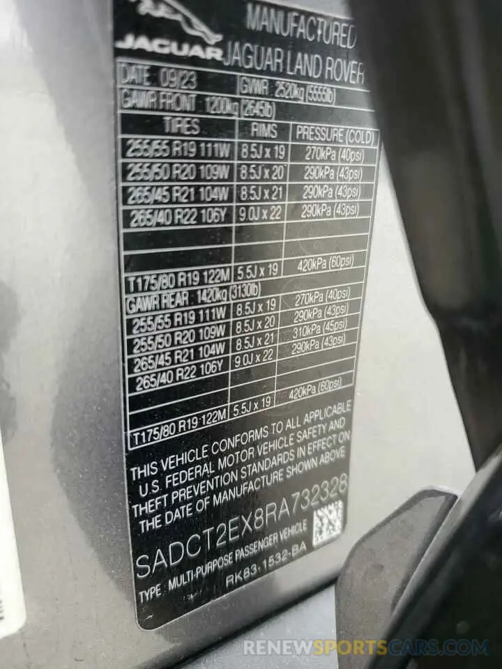 16 Photograph of a damaged car SADCT2EX8RA732328 JAGUAR F-PACE 2024