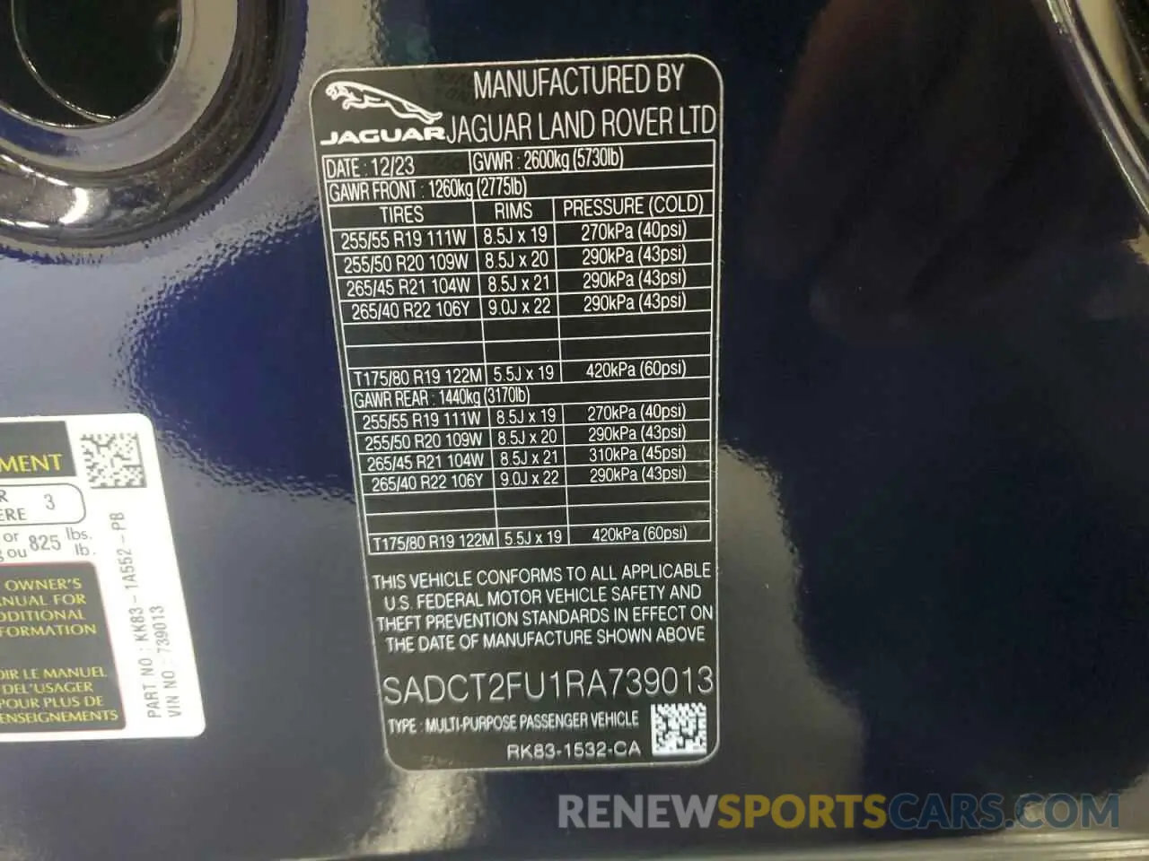14 Photograph of a damaged car SADCT2FU1RA739013 JAGUAR F-PACE 2024