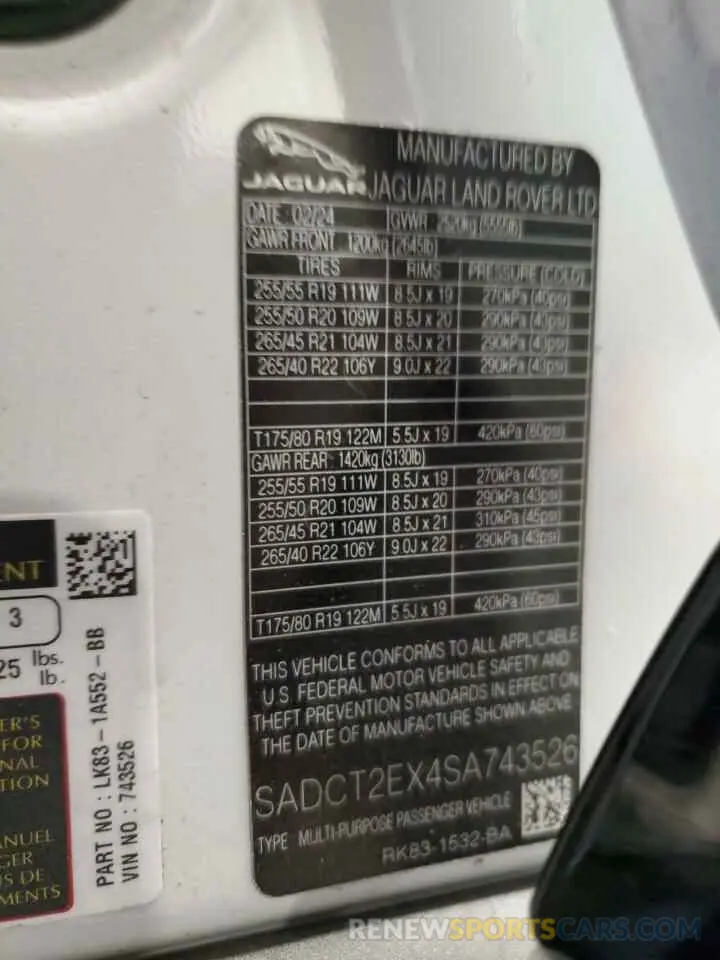 14 Photograph of a damaged car SADCT2EX4SA743526 JAGUAR F-PACE 2025