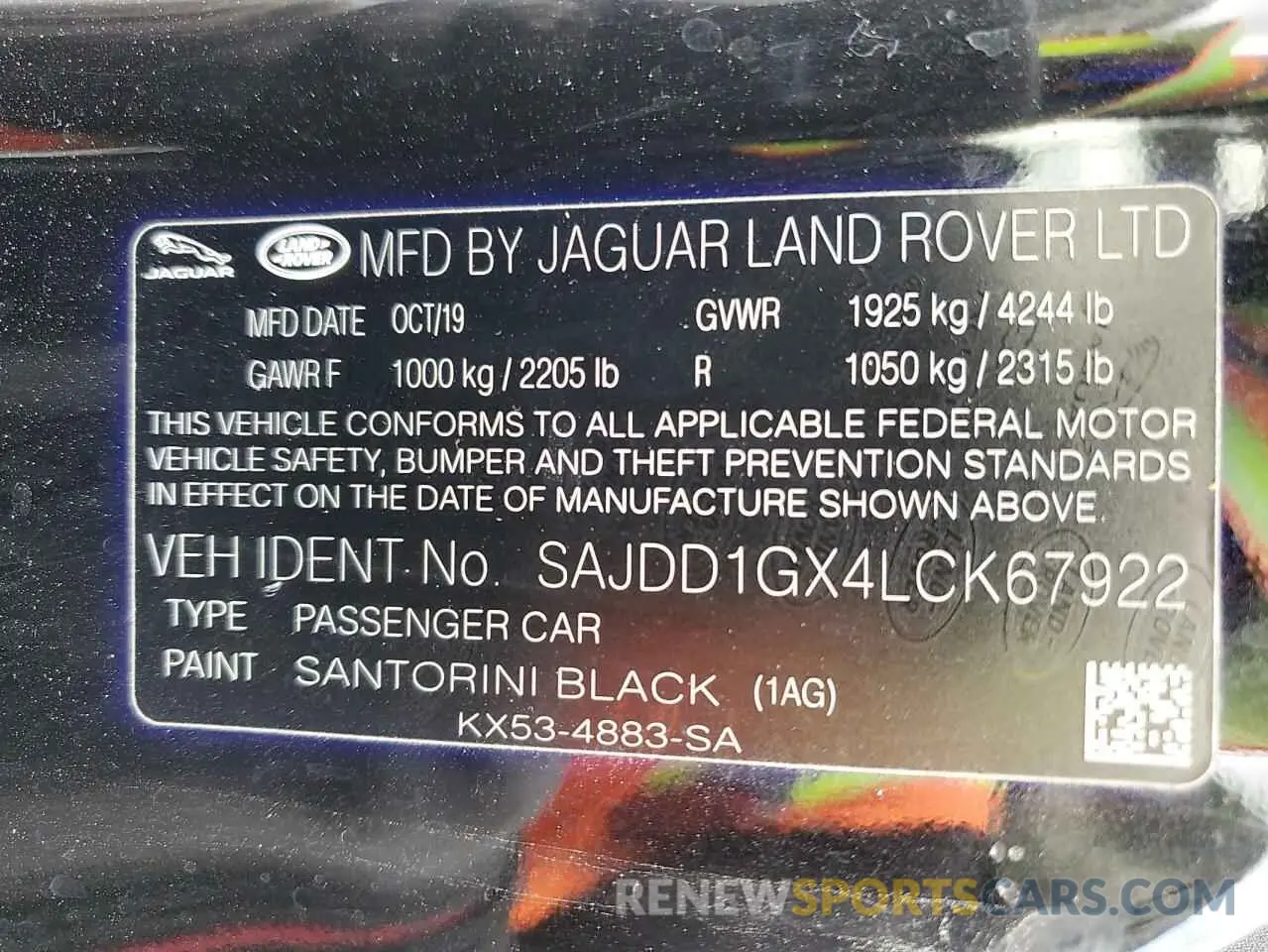 12 Photograph of a damaged car SAJDD1GX4LCK67922 JAGUAR F-TYPE 2020