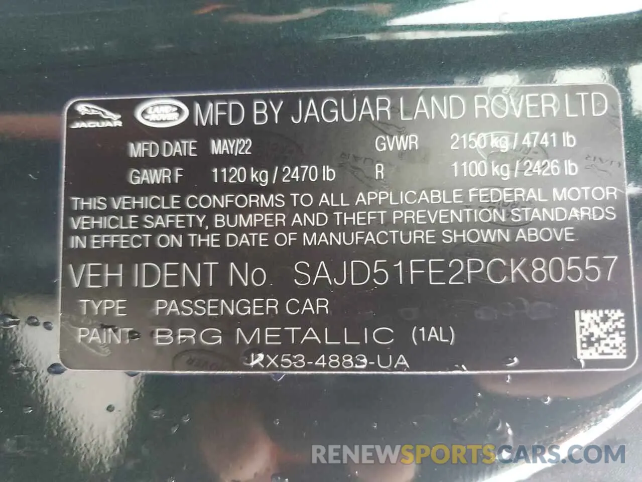 12 Photograph of a damaged car SAJD51FE2PCK80557 JAGUAR F-TYPE 2023