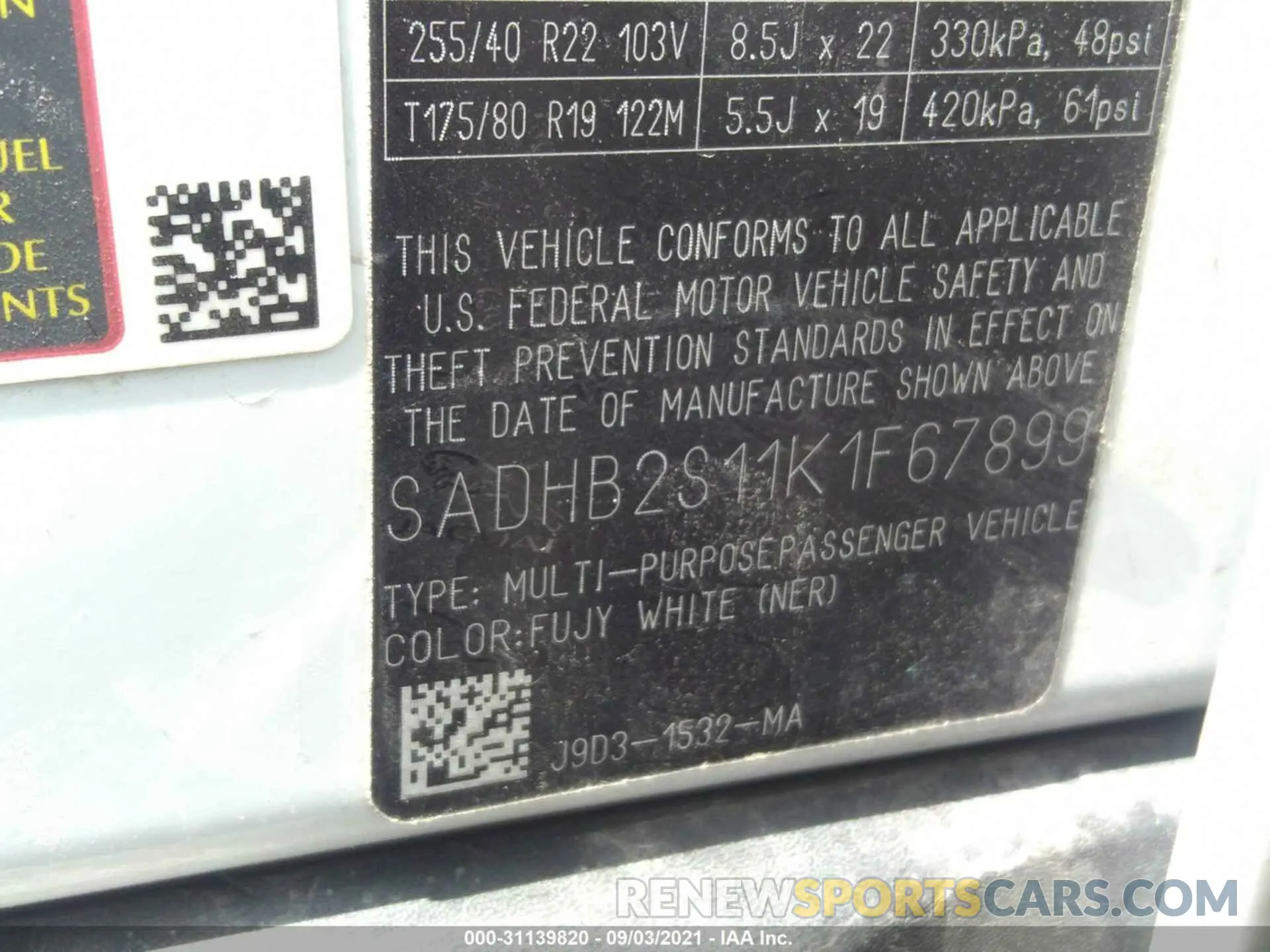 9 Photograph of a damaged car SADHB2S11K1F67899 JAGUAR I-PACE 2019