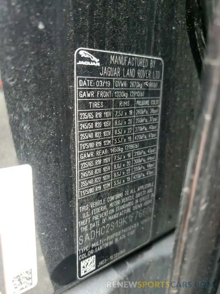 13 Photograph of a damaged car SADHC2S19K1F76606 JAGUAR I-PACE 2019