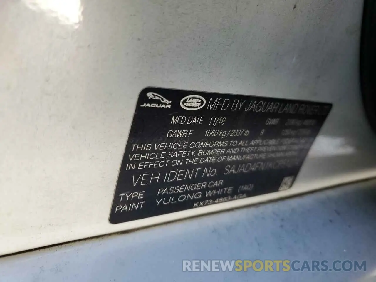 12 Photograph of a damaged car SAJAD4FN1KCP51274 JAGUAR XE 2019