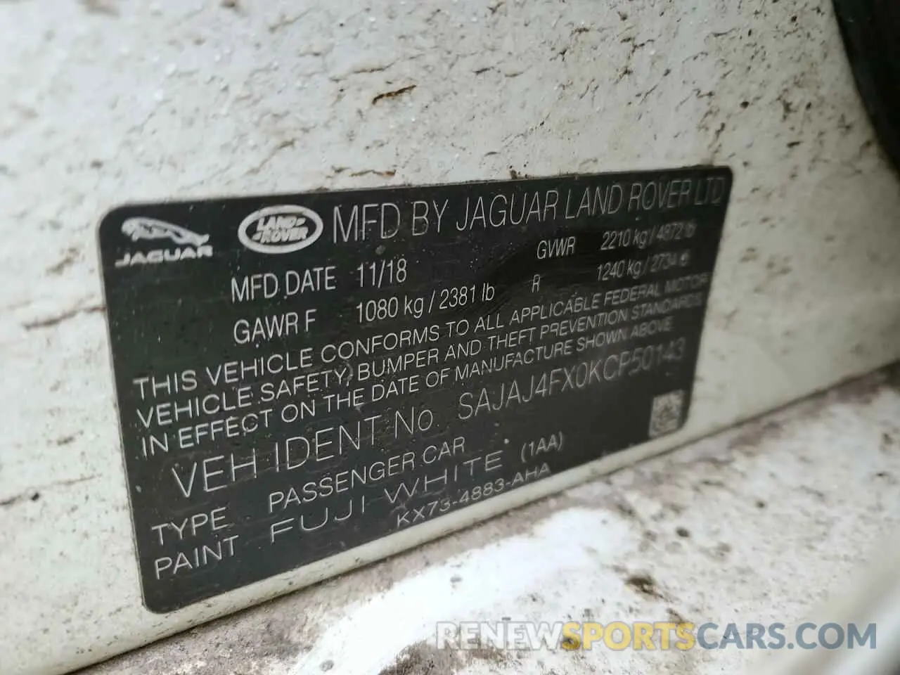 14 Photograph of a damaged car SAJAJ4FX0KCP50143 JAGUAR XE 2019