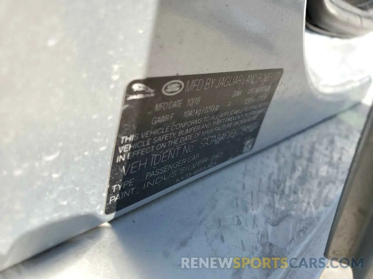 12 Photograph of a damaged car SAJAR4FX6KCP49670 JAGUAR XE 2019