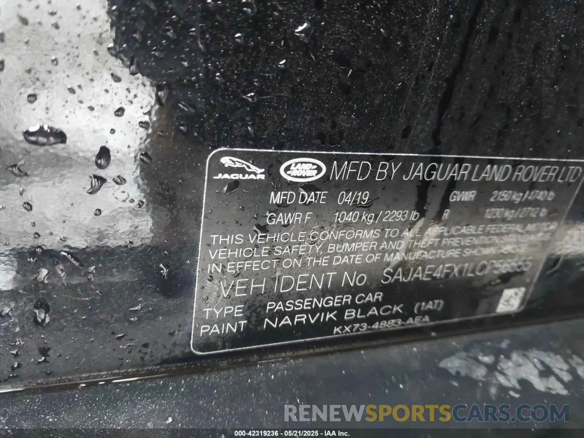 9 Photograph of a damaged car SAJAE4FX1LCP56555 JAGUAR XE 2020