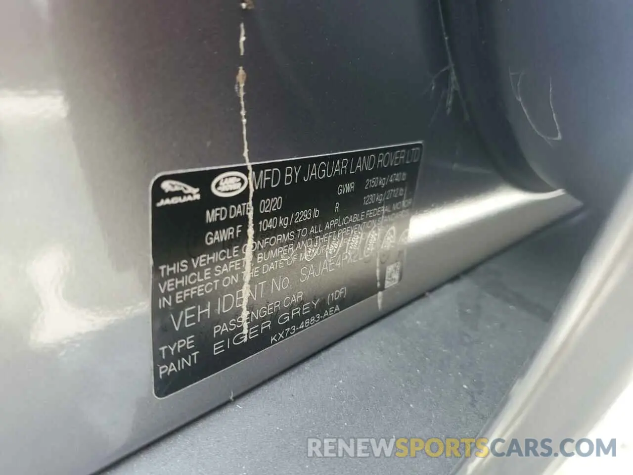 13 Photograph of a damaged car SAJAE4FX2LCP64194 JAGUAR XE 2020