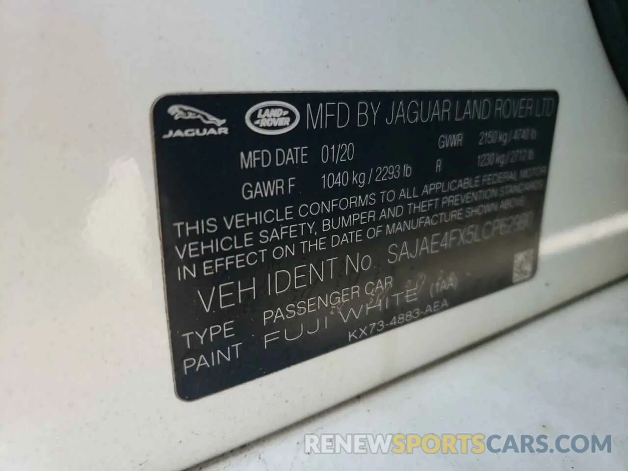 12 Photograph of a damaged car SAJAE4FX5LCP62990 JAGUAR XE 2020
