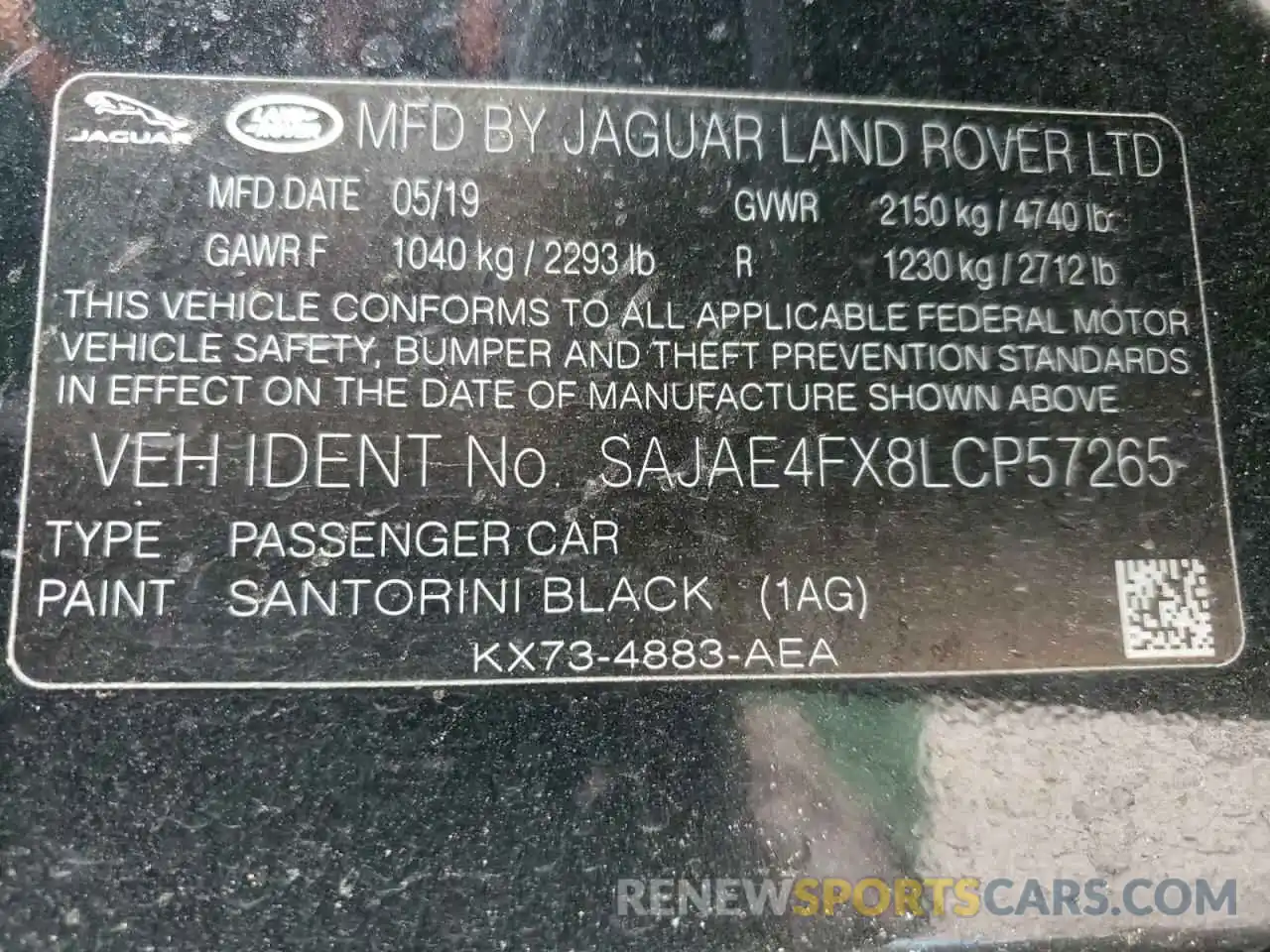 10 Photograph of a damaged car SAJAE4FX8LCP57265 JAGUAR XE 2020