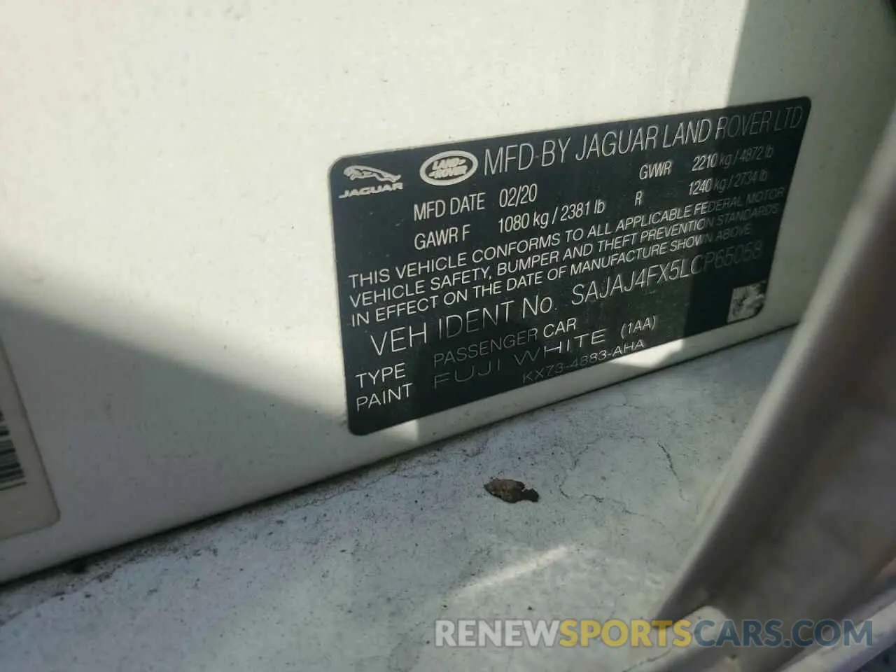 12 Photograph of a damaged car SAJAJ4FX5LCP65058 JAGUAR XE 2020
