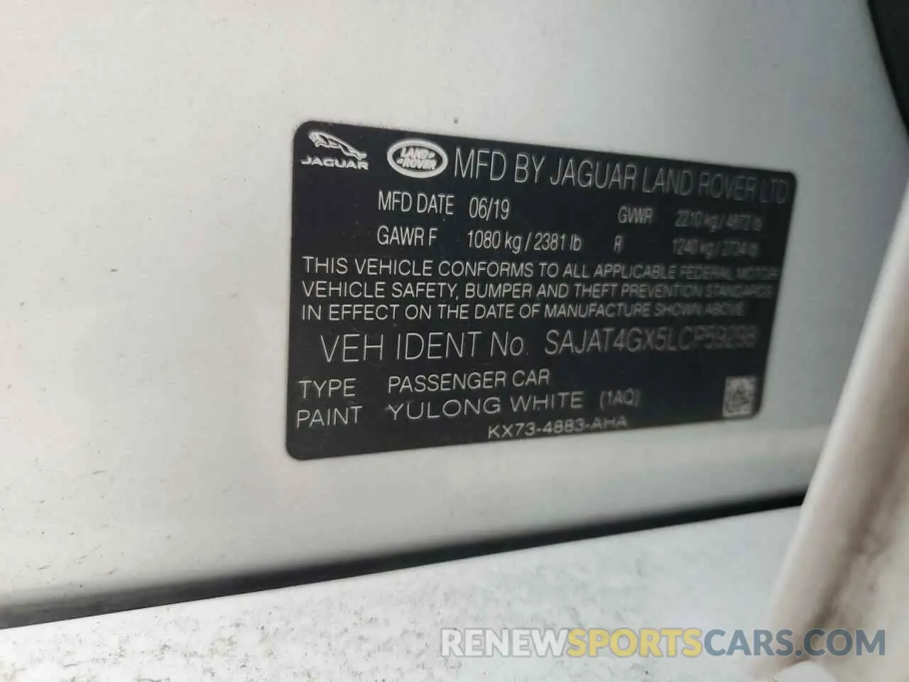 12 Photograph of a damaged car SAJAT4GX5LCP59298 JAGUAR XE 2020