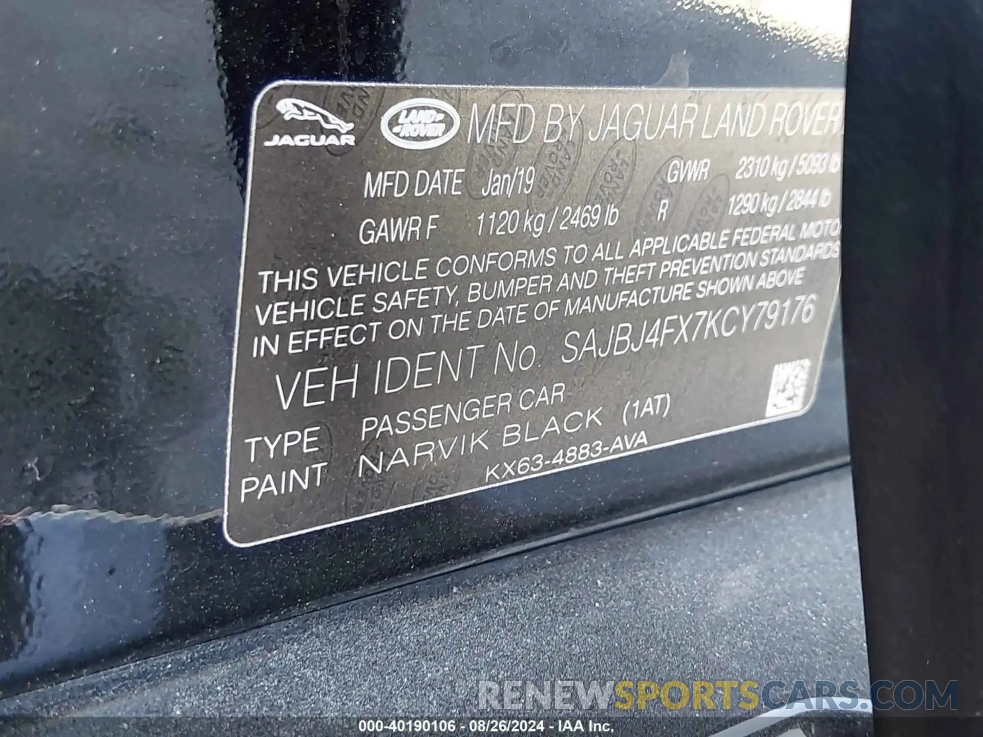 9 Photograph of a damaged car SAJBJ4FX7KCY79176 JAGUAR XF 2019