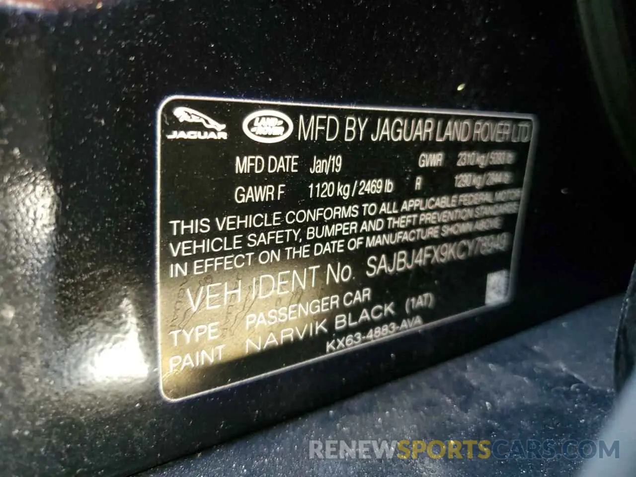 12 Photograph of a damaged car SAJBJ4FX9KCY78949 JAGUAR XF 2019