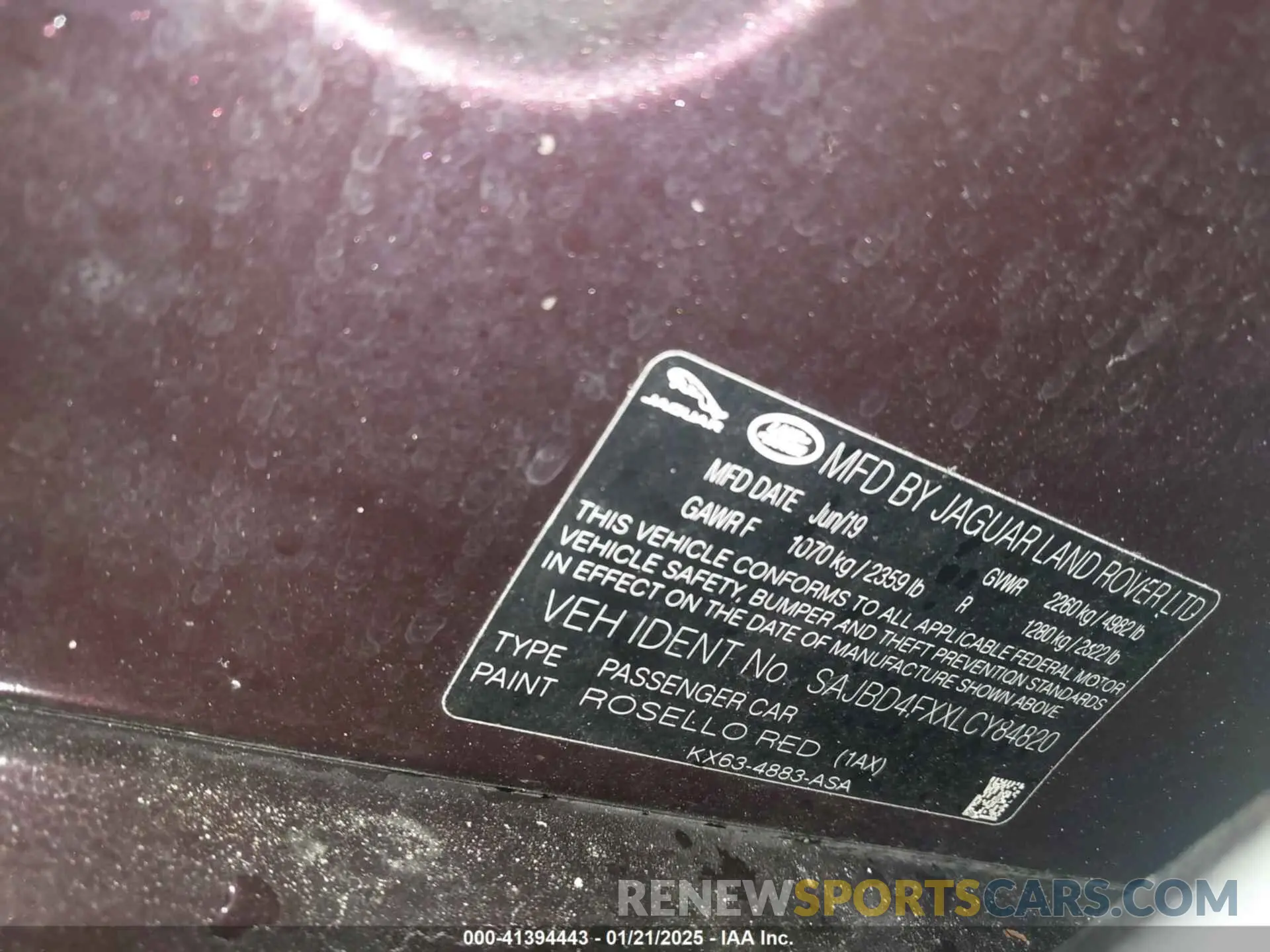 9 Photograph of a damaged car SAJBD4FXXLCY84820 JAGUAR XF 2020