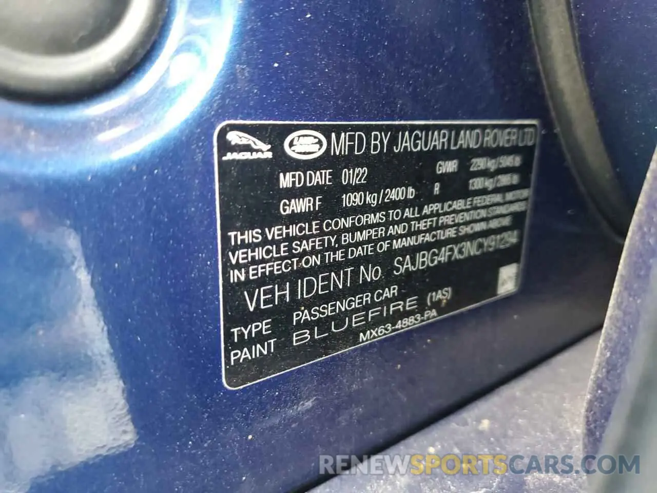 14 Photograph of a damaged car SAJBG4FX3NCY91294 JAGUAR XF 2022