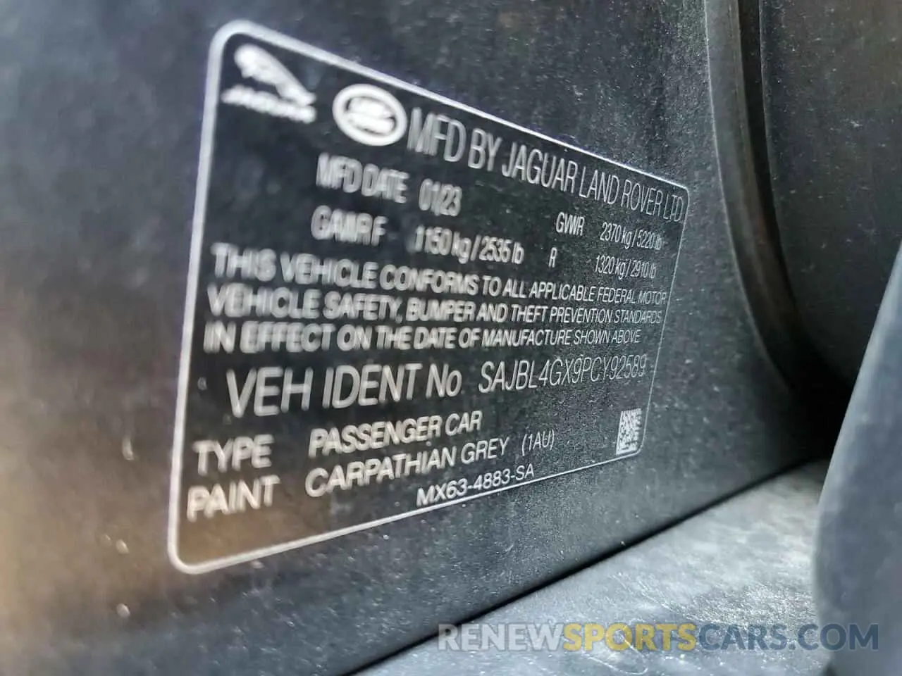 12 Photograph of a damaged car SAJBL4GX9PCY92589 JAGUAR XF 2023