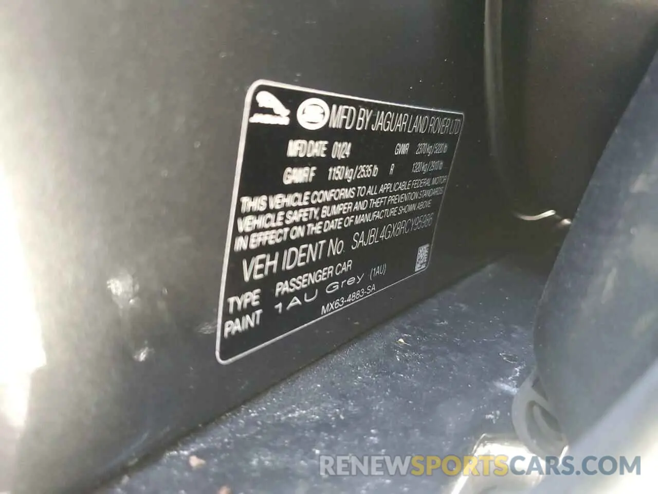 13 Photograph of a damaged car SAJBL4GX8RCY95986 JAGUAR XF 2024