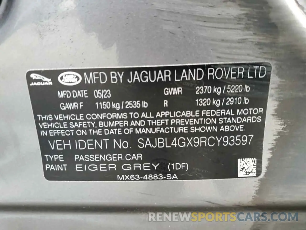 12 Photograph of a damaged car SAJBL4GX9RCY93597 JAGUAR XF 2024