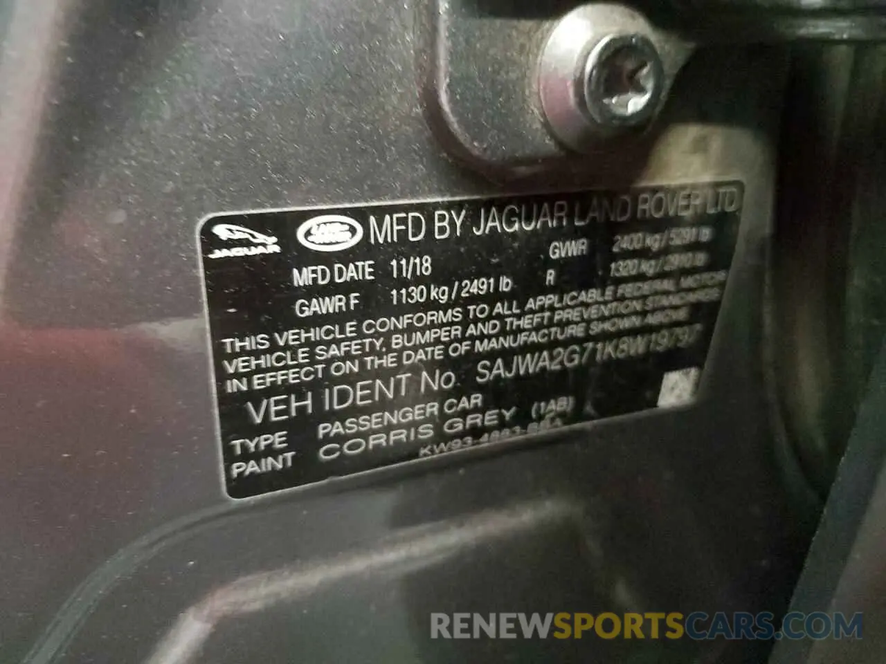 12 Photograph of a damaged car SAJWA2G71K8W19797 JAGUAR XJ 2019