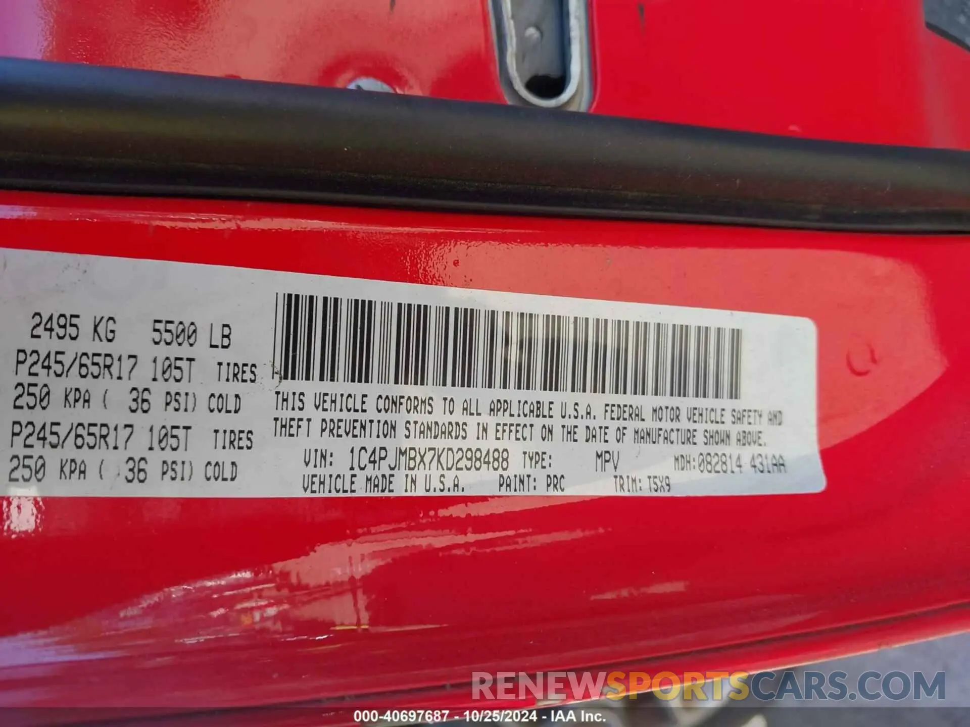 9 Photograph of a damaged car 1C4PJMBX7KD298488 JEEP CHEROKEE 2019