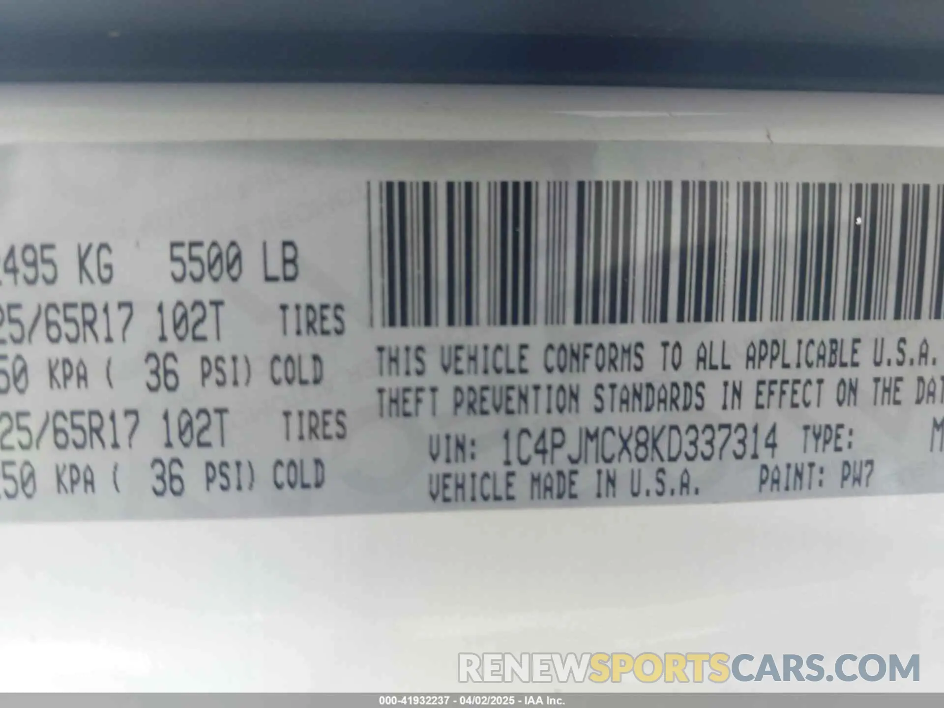 9 Photograph of a damaged car 1C4PJMCX8KD337314 JEEP CHEROKEE 2019