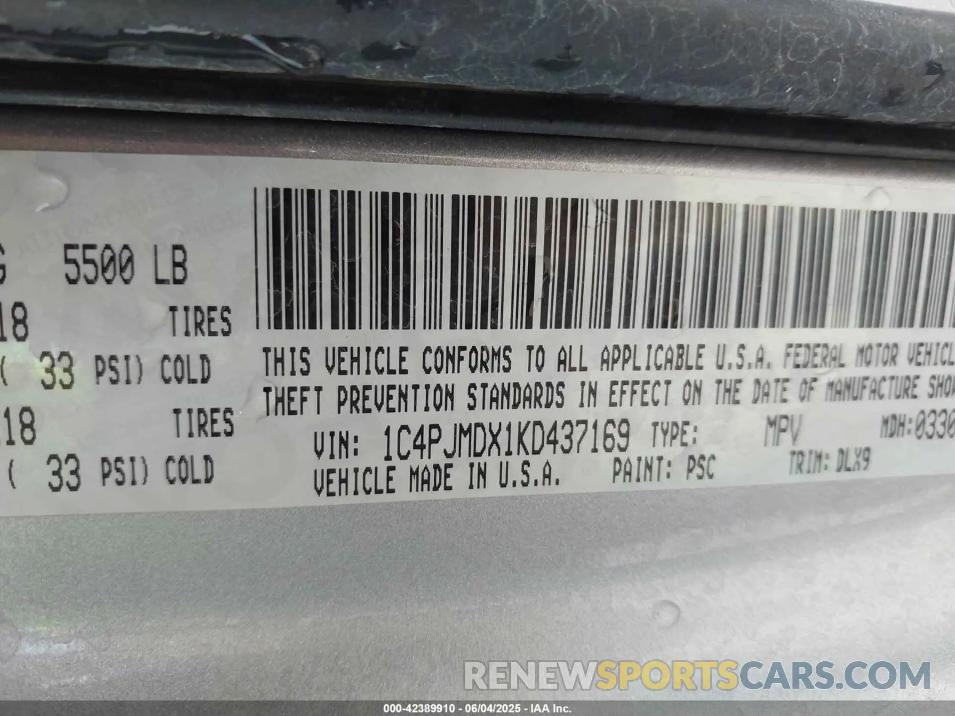 9 Photograph of a damaged car 1C4PJMDX1KD437169 JEEP CHEROKEE 2019