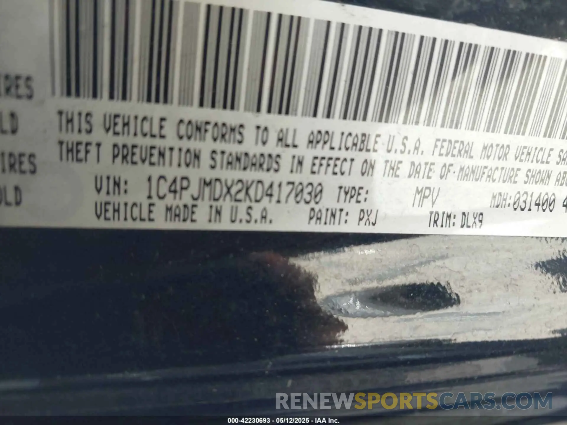 9 Photograph of a damaged car 1C4PJMDX2KD417030 JEEP CHEROKEE 2019