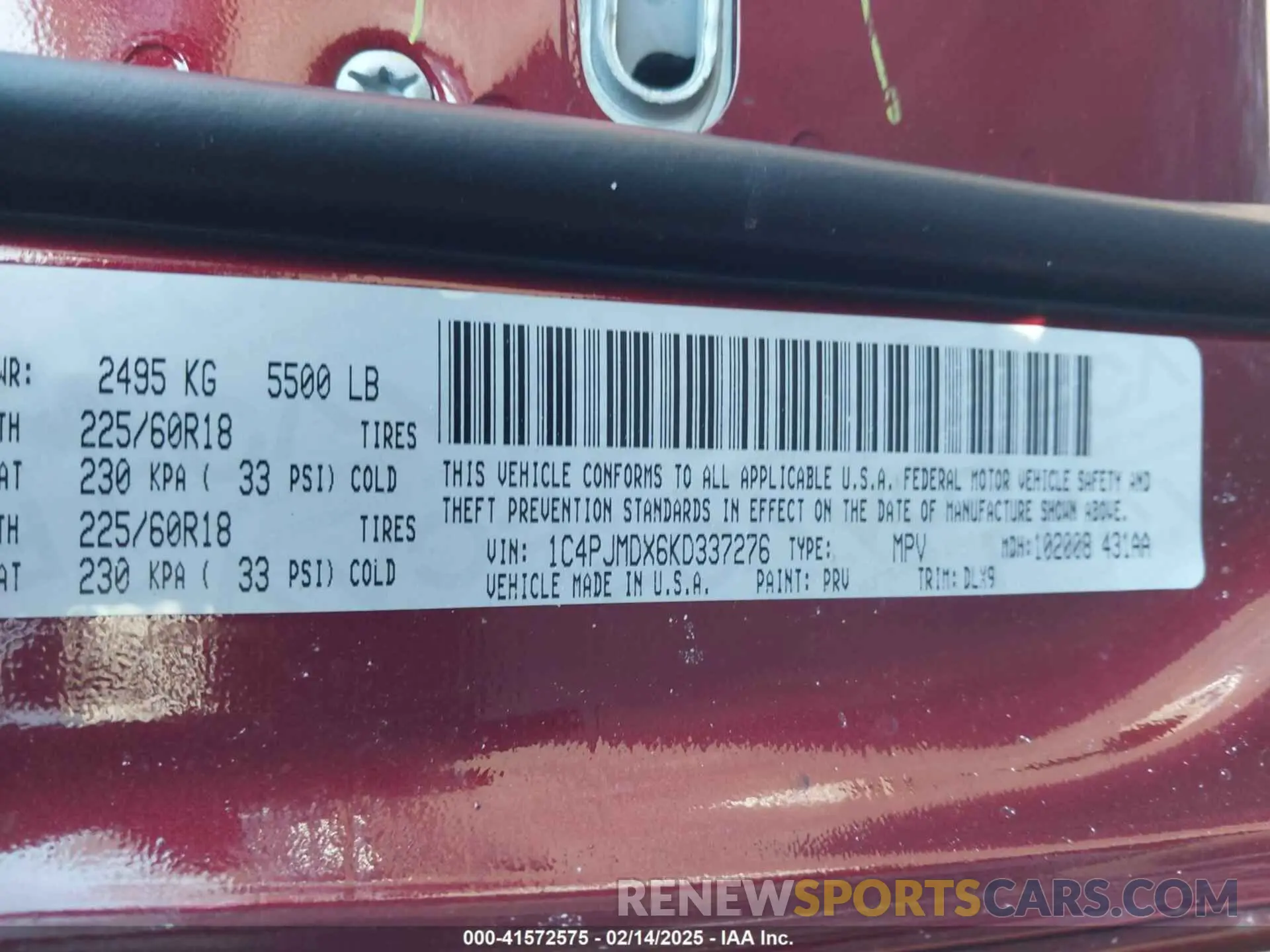 9 Photograph of a damaged car 1C4PJMDX6KD337276 JEEP CHEROKEE 2019