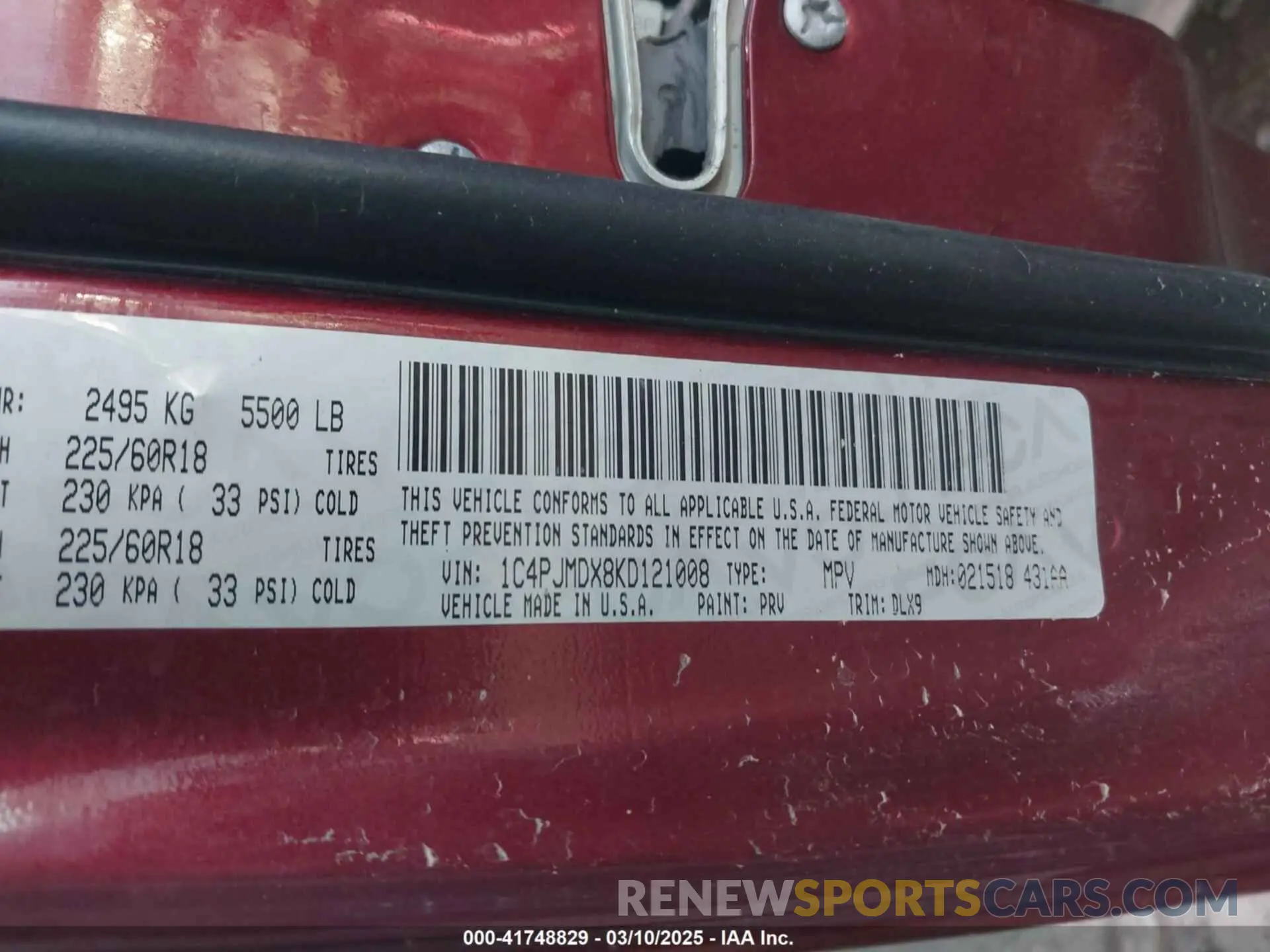 9 Photograph of a damaged car 1C4PJMDX8KD121008 JEEP CHEROKEE 2019