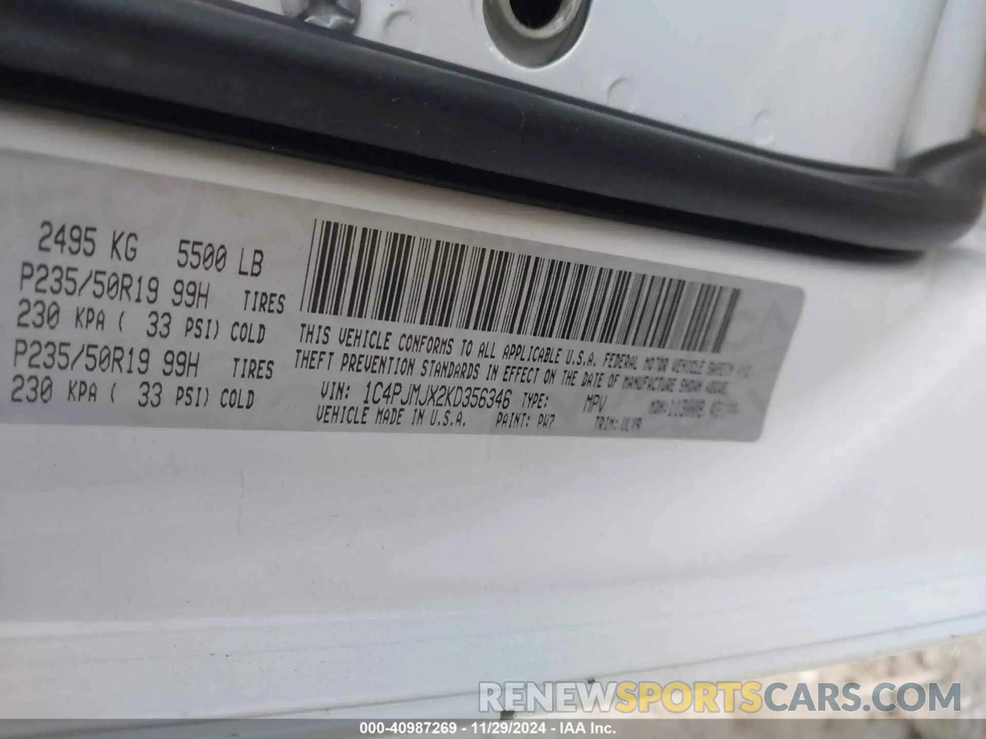 9 Photograph of a damaged car 1C4PJMJX2KD356346 JEEP CHEROKEE 2019