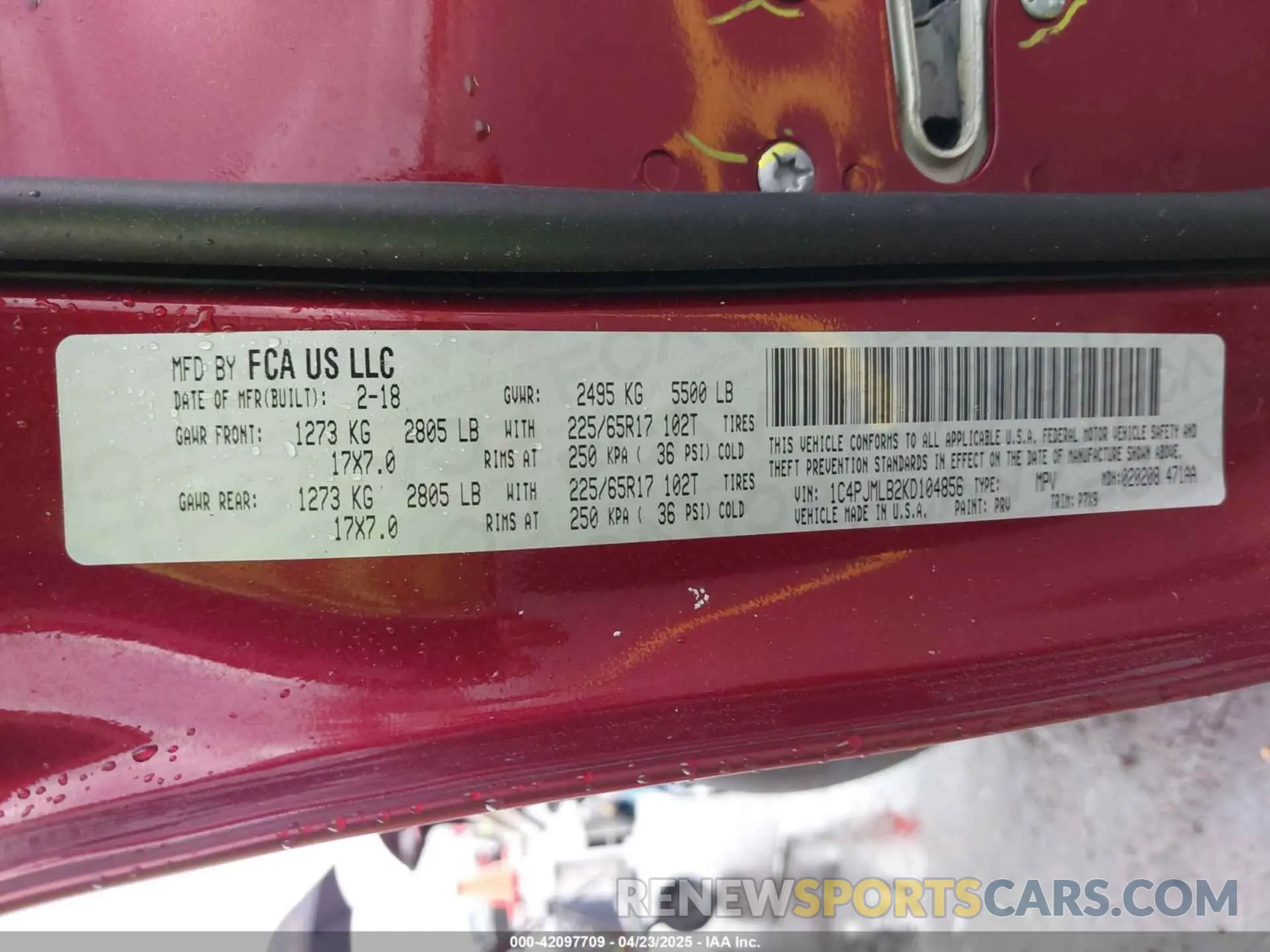 9 Photograph of a damaged car 1C4PJMLB2KD104856 JEEP CHEROKEE 2019
