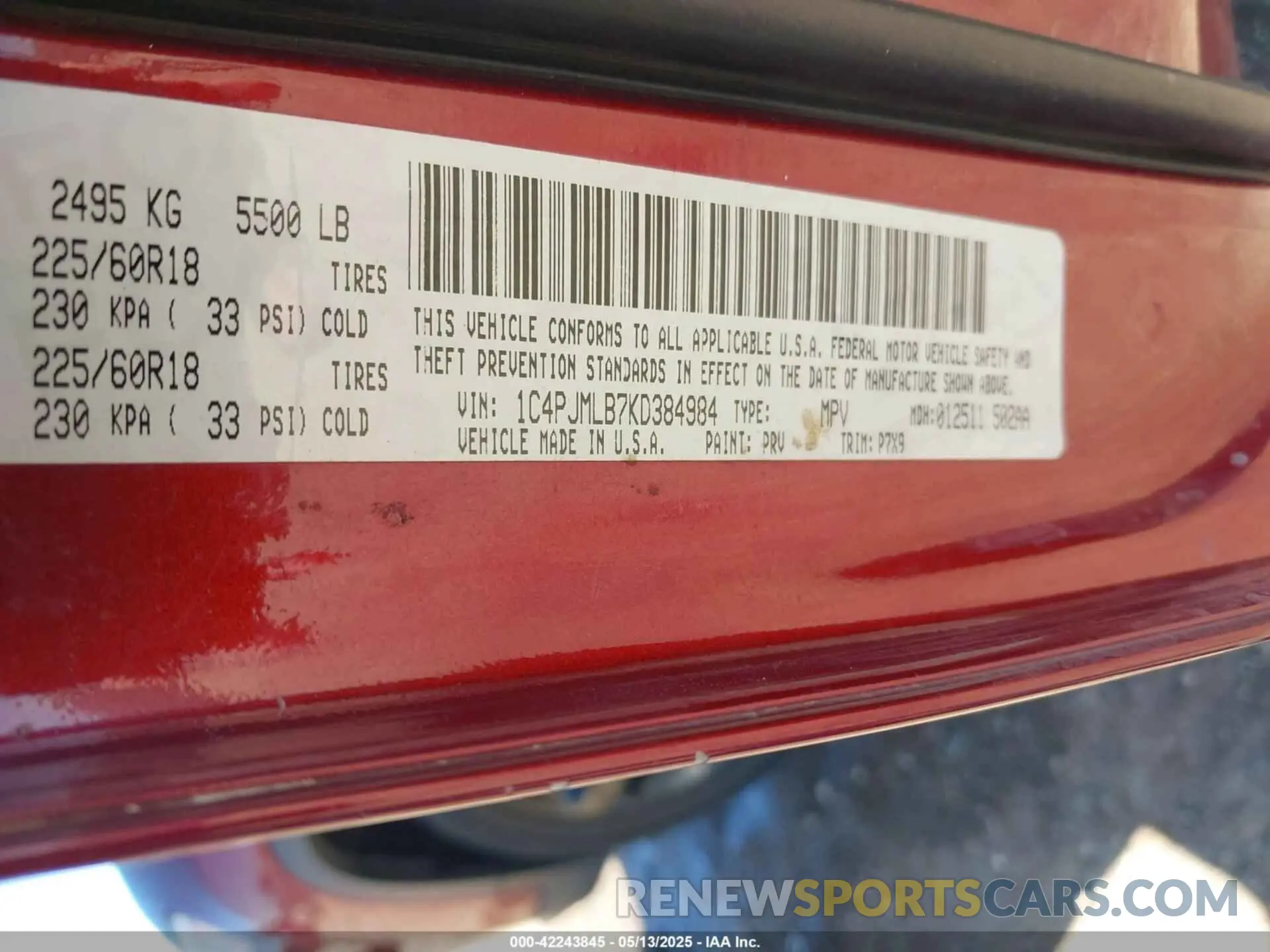 9 Photograph of a damaged car 1C4PJMLB7KD384984 JEEP CHEROKEE 2019