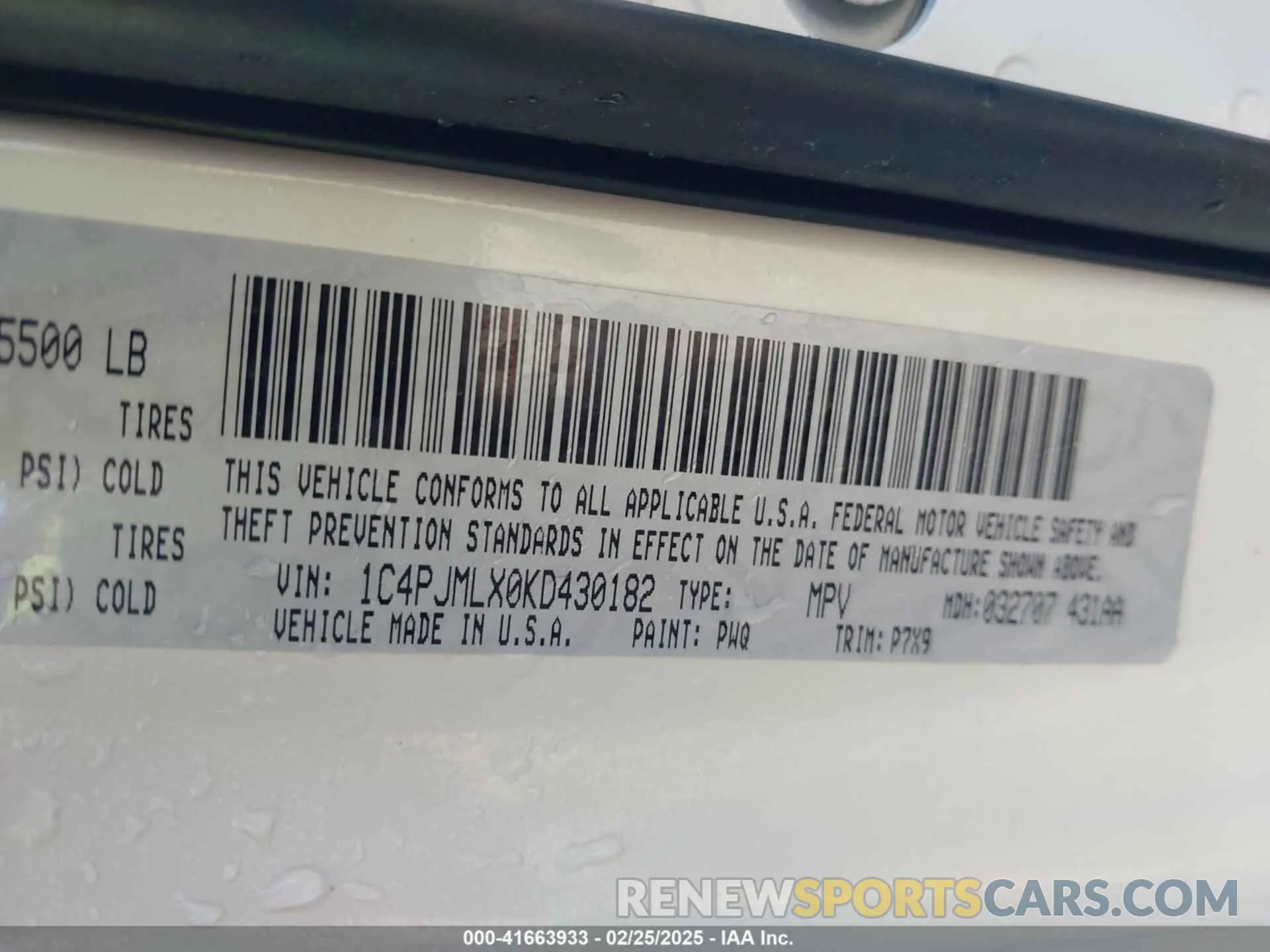 9 Photograph of a damaged car 1C4PJMLX0KD430182 JEEP CHEROKEE 2019