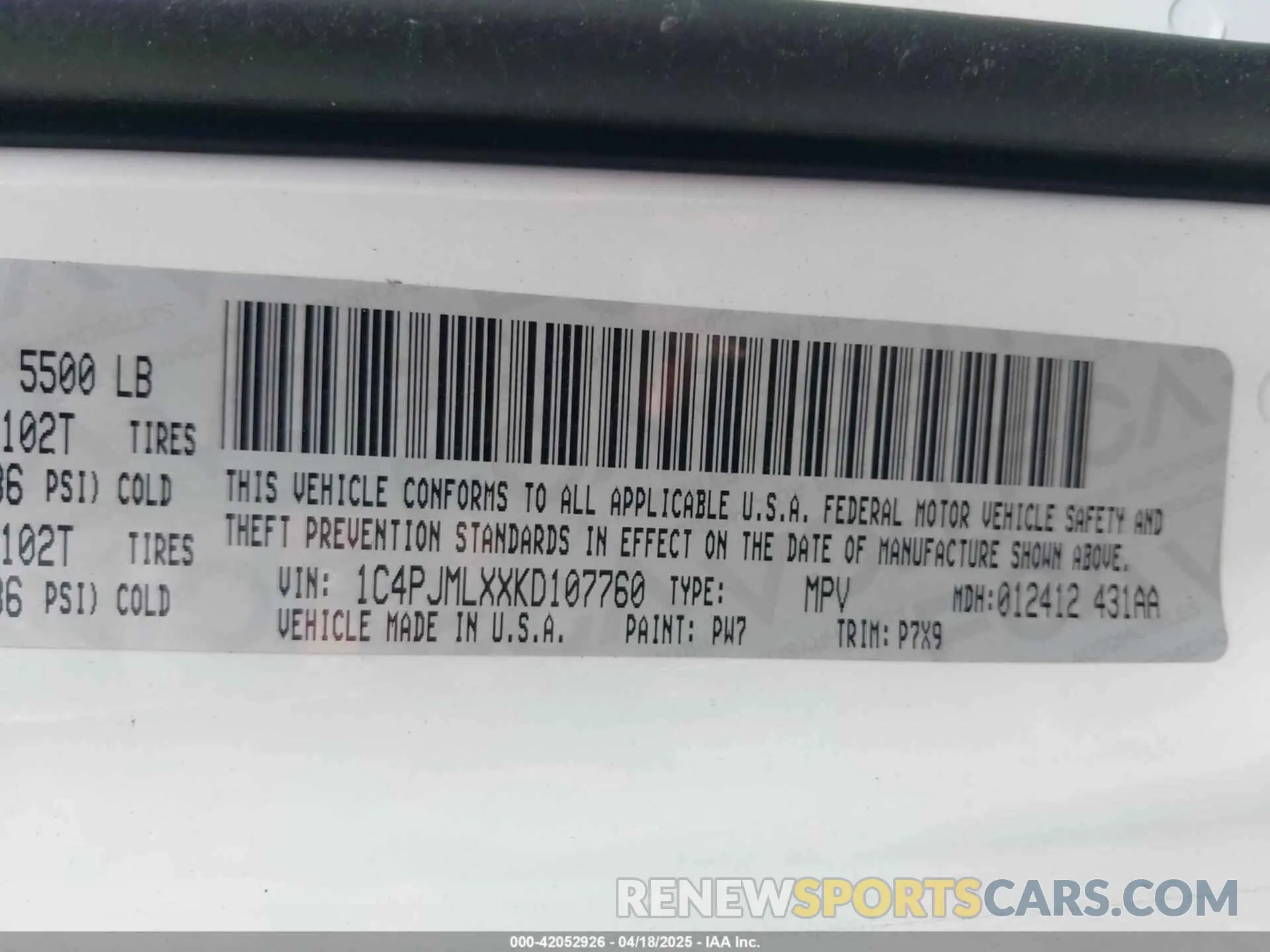 9 Photograph of a damaged car 1C4PJMLXXKD107760 JEEP CHEROKEE 2019